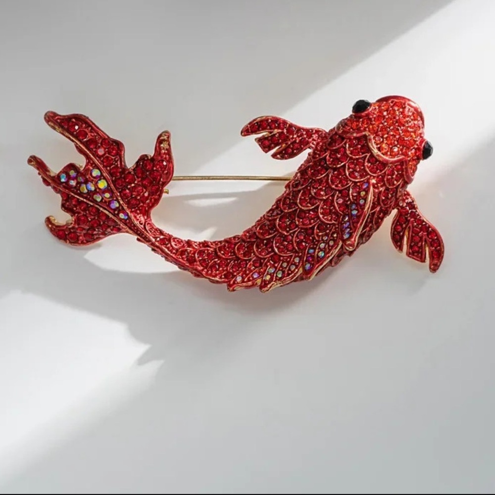 Betsey Johnson Red Crystal Carp Fish Brooch - Picture 16 of 16